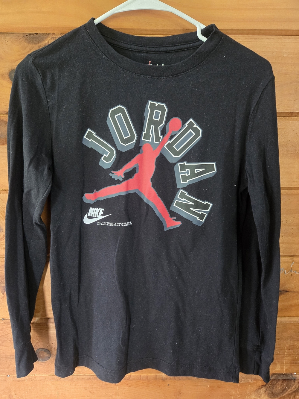 Jordan Boys' Long-Sleeve Tee with Red Jumpman Graphic - Black